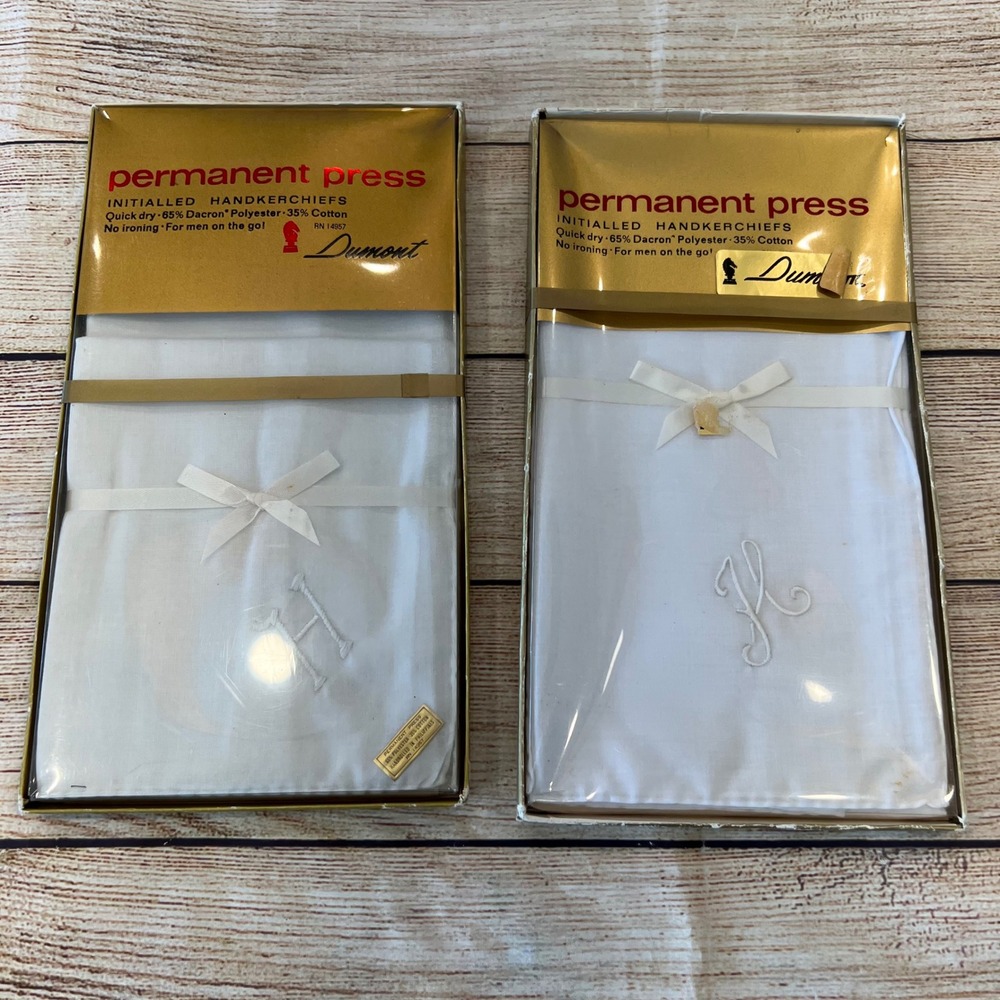 Dumont‎ Vintage Mens Handkerchiefs Initial H White 2 Boxes 6 Total